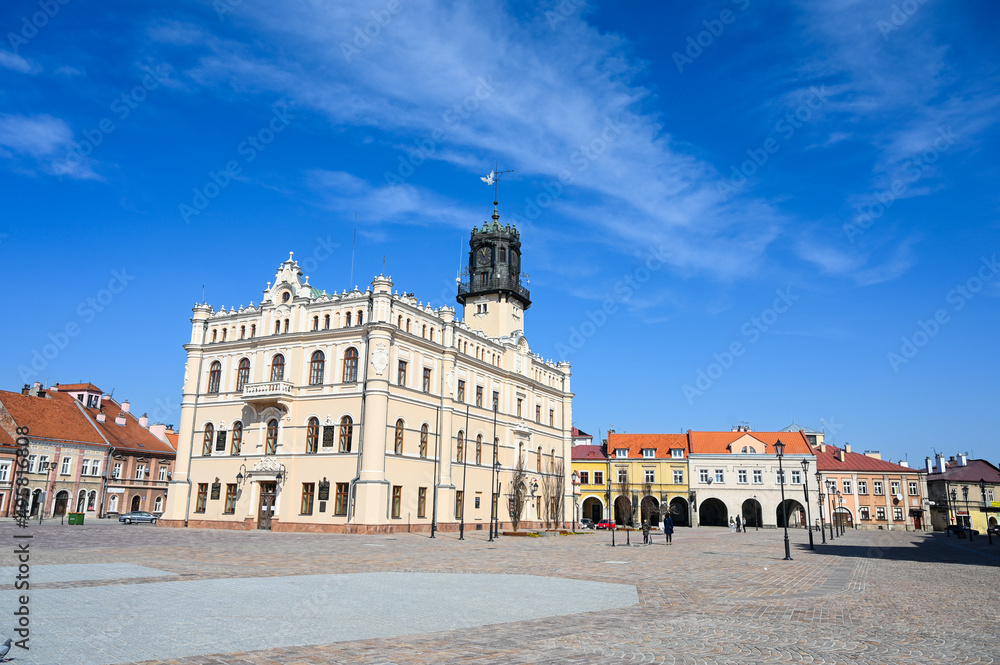 Jarosław, Poland, city centre. Town Hall on Market square.  