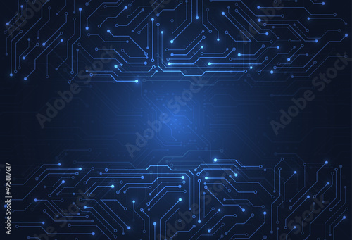 Abstract digital background with technology circuit board texture. Electronic motherboard illustration. Communication and engineering concept. Vector illustration