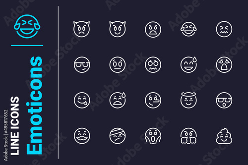 Emoticons for social media icons set