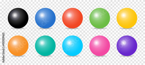 Tela Collection of balls isolated on transparent background. 3D design