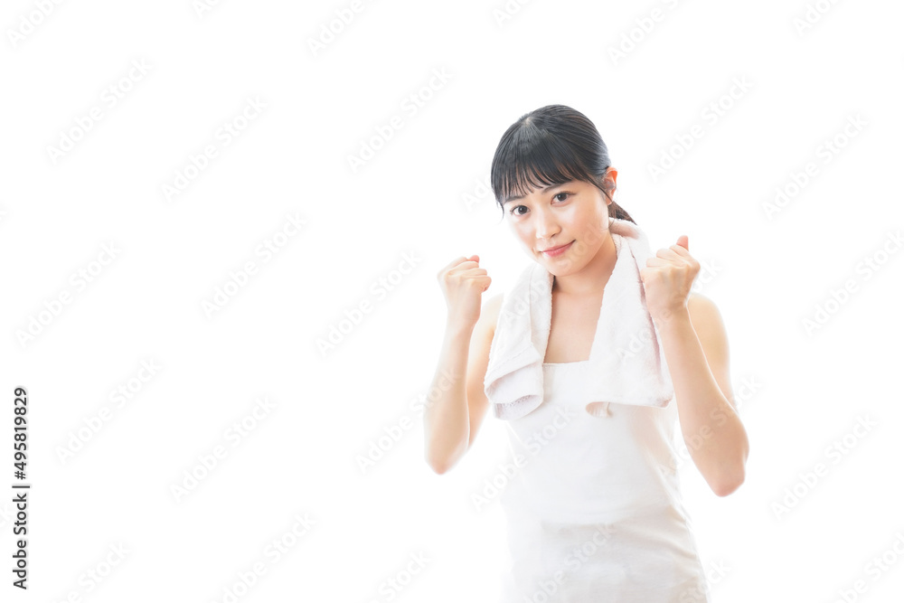ダイエットをする若い女性 ダイエットをする若い女性