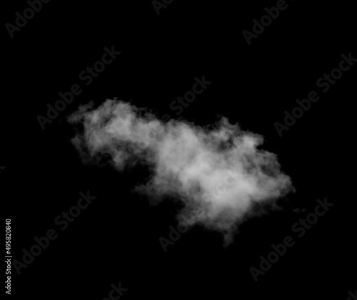 White Cloud Isolated on Black Background. Good for Atmosphere Creation. Graphic Design Resource