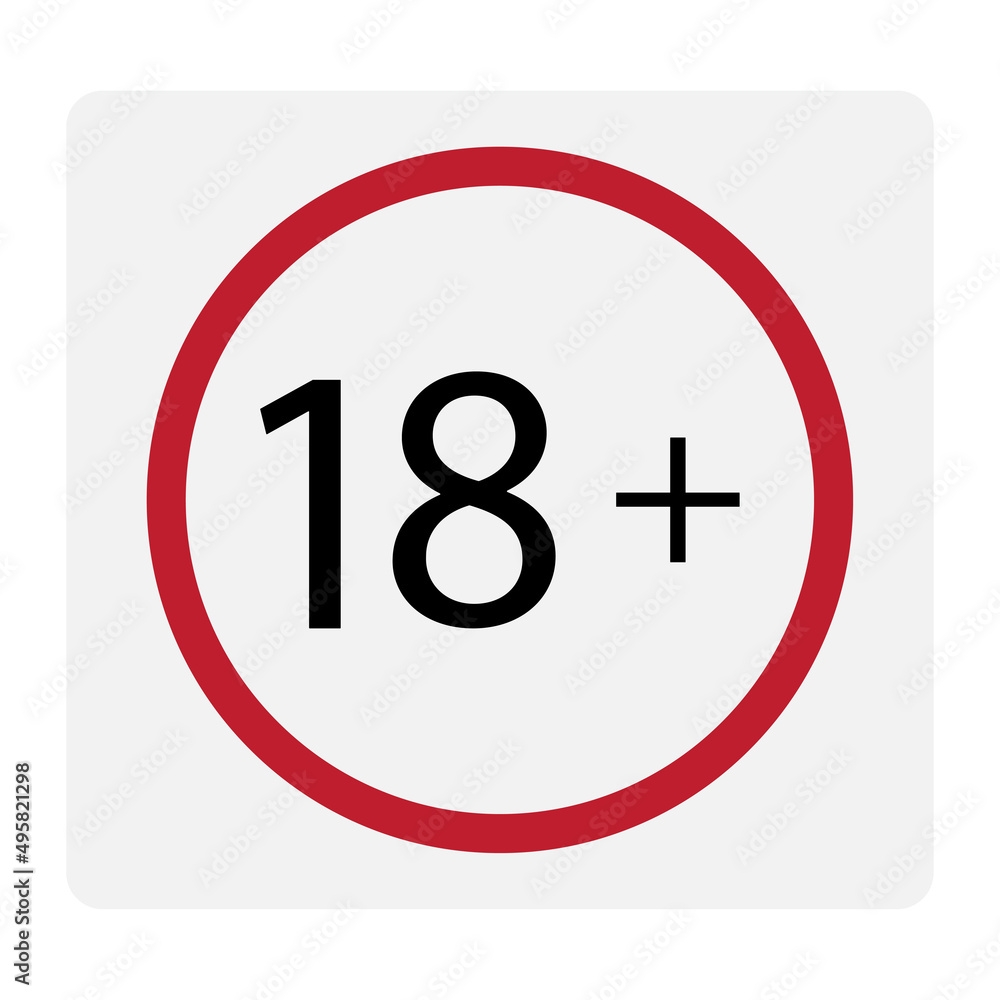 Sign 18 plus. Sign forbidden. Logo, label. Vector illustration. stock image. Sign 18 plus. Sign forbidden. Logo, label. Vector illustration. stock image.