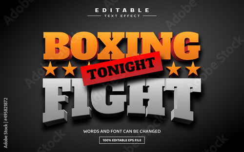 Leinwand Poster Boxing fight 3D editable text effect template