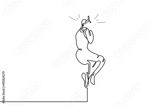 in stressful danger a person climbs high and is worried and afraid