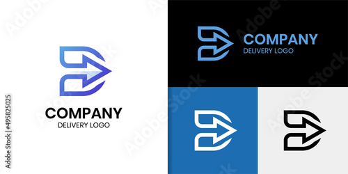 simple letter D arrow logo design for delivery logistic, shipment logo icon symbol