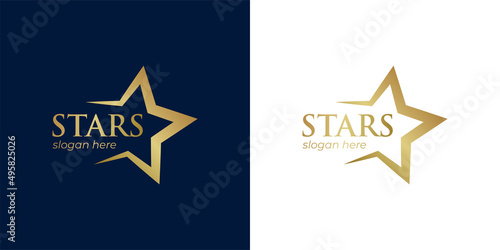 Luxury Gold Star logo designs template, Elegant rising Star logotype design