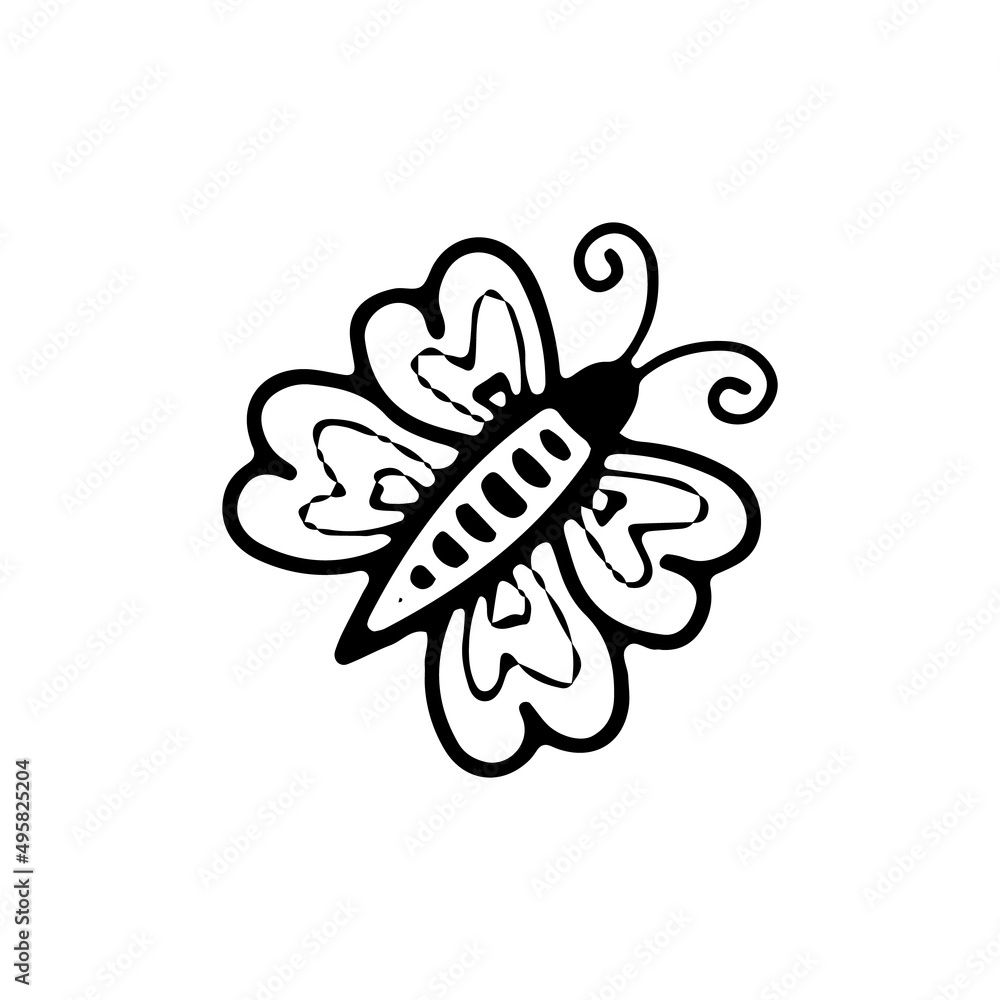 Cute butterfly in doodle style for any kind of decoration, postcards, stickers. Cute butterfly in doodle style for any kind of decoration, postcards, stickers.