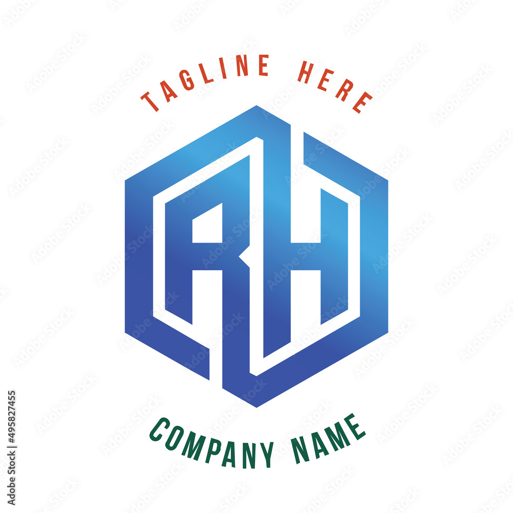 Obraz premium RH lettering logo is simple, easy to understand and authoritative