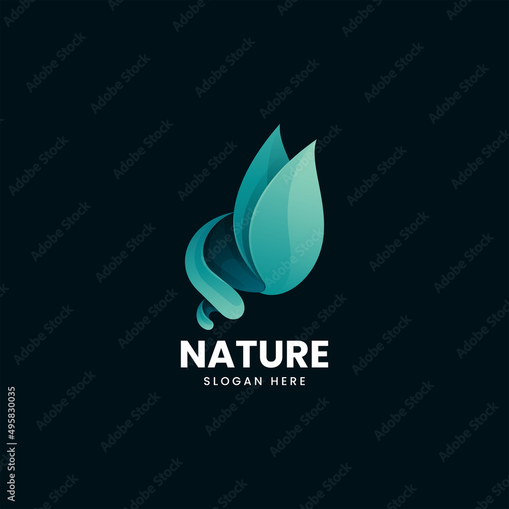 Vector Logo Illustration Nature Gradient Colorful Style.