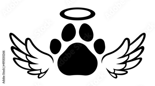 Vector Paw With Wings and Halo Illustration