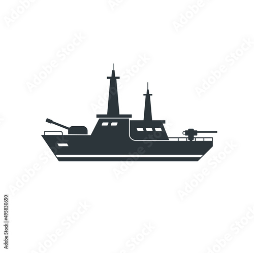 illustration of warship, army ship, vector art.