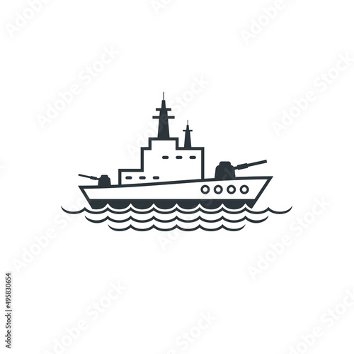 illustration of warship, army ship, vector art.