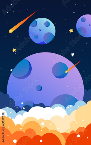 Aerospace spaceship ready to take off, world space day, vector illustration