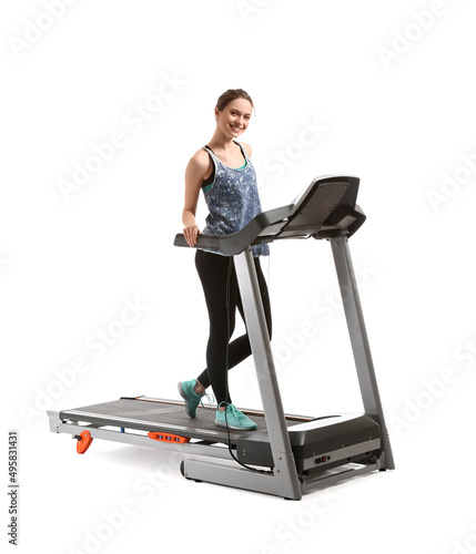 Sporty young woman training...