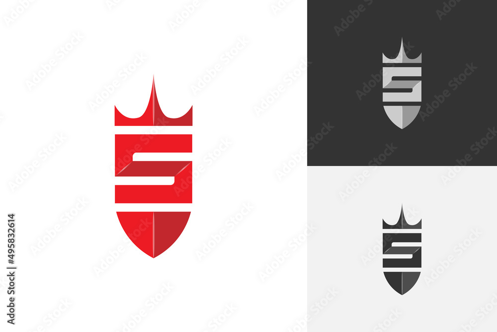 letter s shield with crown logo design Stock Vector | Adobe Stock
