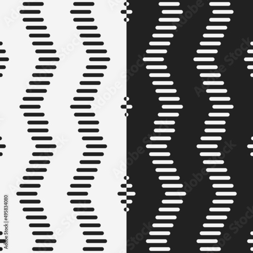 Black dashes on a white background and vice versa. Vector.