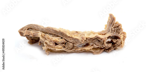 Piece of meat for eating on an isolated white background.