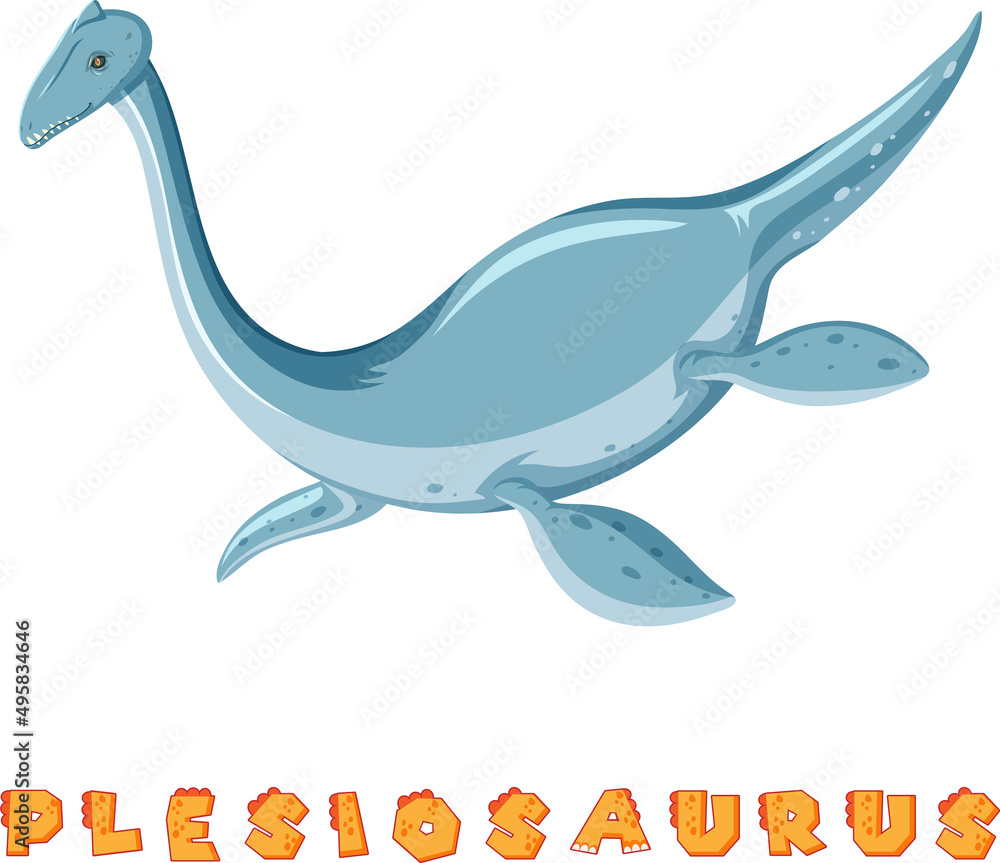 Obraz premium Dinosaur wordcard for plesiosaurus