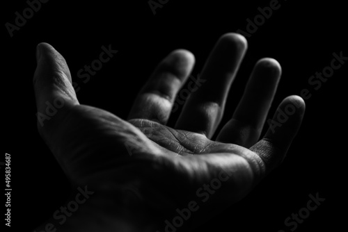 hand on black background, hand, help, gesture, symbol