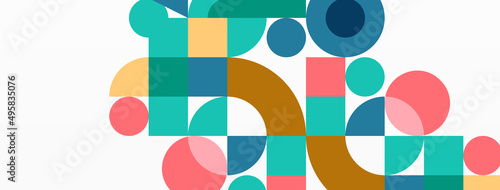 Minimal geometric abstract background. Circle square and triangle design. Trendy techno business template for wallpaper, banner, background or landing