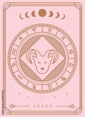Aries horoscope and zodiac constellation symbol Premium Vector  tarot card for tarot reader
