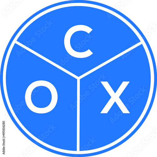 COX letter logo design on black background. COX  creative initials letter logo concept. COX letter design.