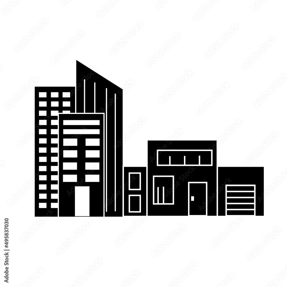Multi-storey building glyph icon. Apartment house. Silhouette symbol. Tower block. Multi-storey building glyph icon. Apartment house. Silhouette symbol. Tower block.