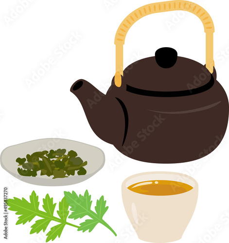 ヨモギ茶と乾燥ヨモギ