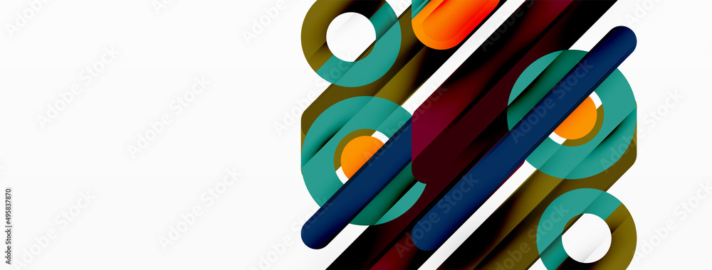 Creative geometric wallpaper. Minimal lines and circles background Creative geometric wallpaper. Minimal lines and circles background
