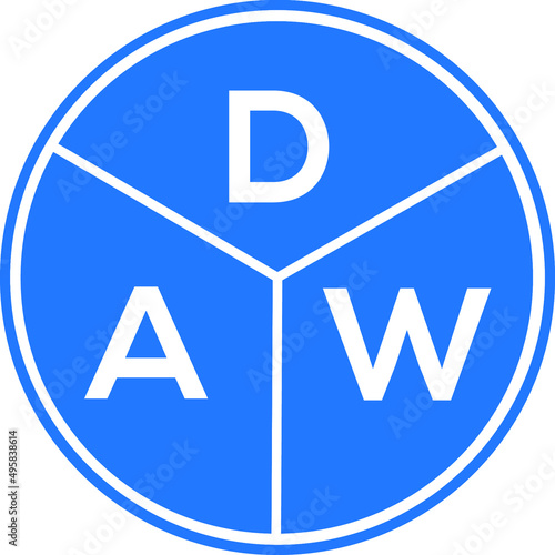DAW letter logo design on White background. DAW creative Circle letter logo concept. DAW letter design. 