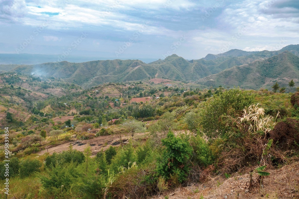 Naklejka premium Scenic view of Tugen Hills seen from Morop Hill in Baringo County, Kenya
