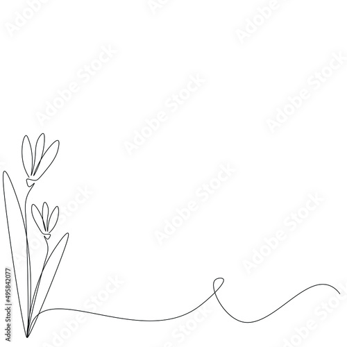 Flower silhouette line drawing vector illustration