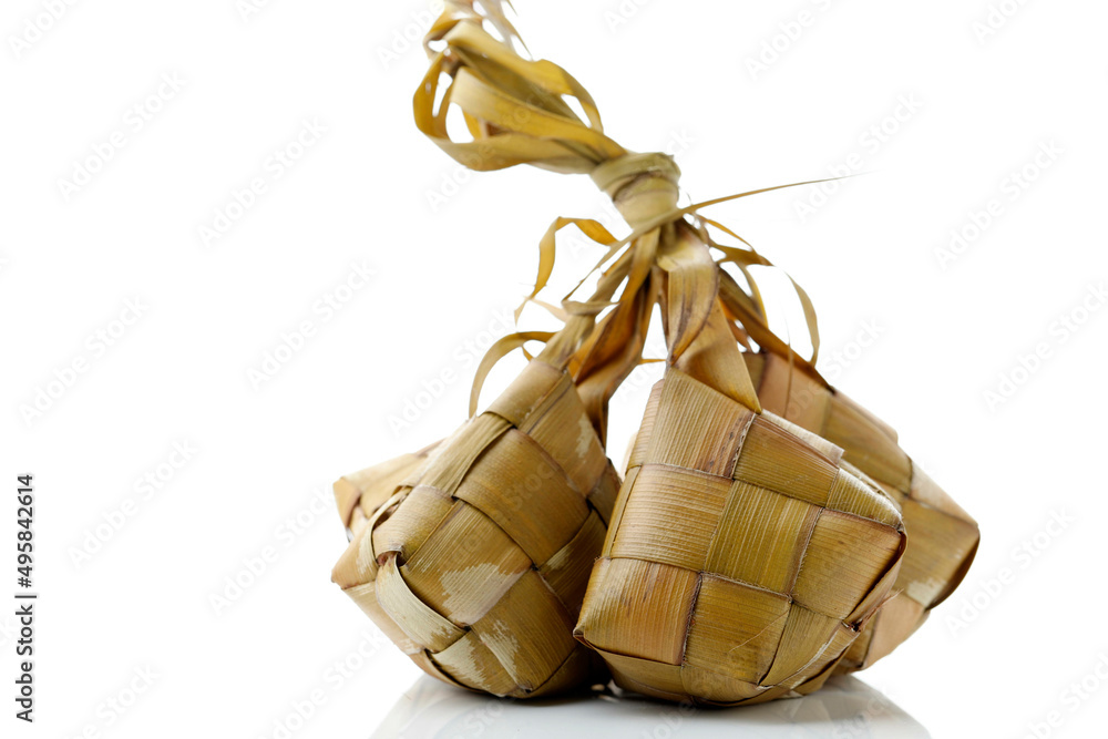 Popular Malay traditional Ramadan food, Ketupat rice or Ketupat Palas. Favorite food for breaking fas