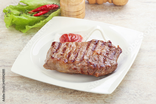 Grilled rib-eye steak beef meat