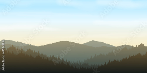 Mountain landscape in the morning or evening. vector background  © Supachai