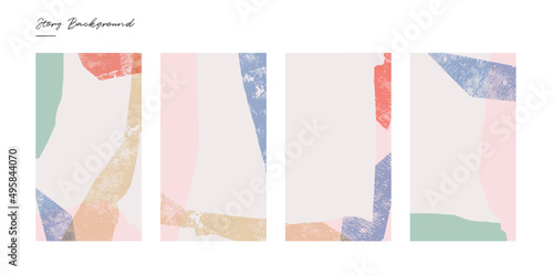 Multimedia collage background. Ink roller grunge texture. Social media template. Vector illustration.