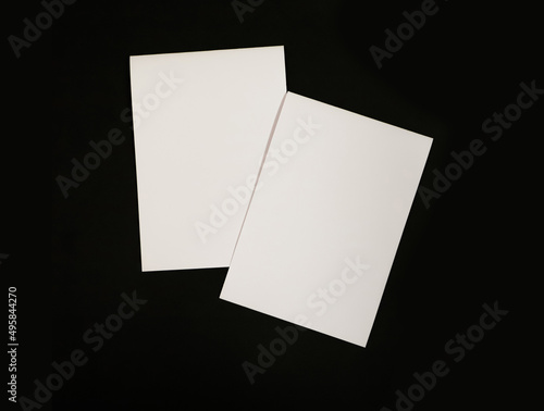A4 A6 A5 Tent Fold Top Fold blank flyer mockup on black background.