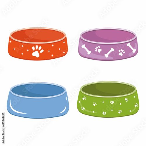 A bowl for dry food for dogs and cats. Vector illustration in a flat style, isolated on a white background.