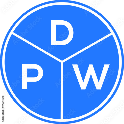 DPW letter logo design on White background. DPW creative Circle letter logo concept. DPW letter design. 