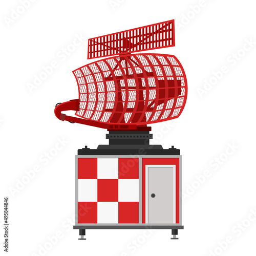 Radar station in trendy flat design isolated vector on white background, Communication equipment technology concept  graphic design.