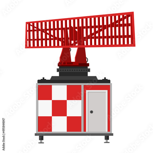 Radar station in trendy flat design isolated vector on white background, Communication equipment technology concept  graphic design.
