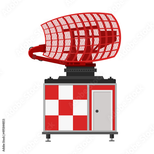 Radar station in trendy flat design isolated vector on white background, Communication equipment technology concept  graphic design.