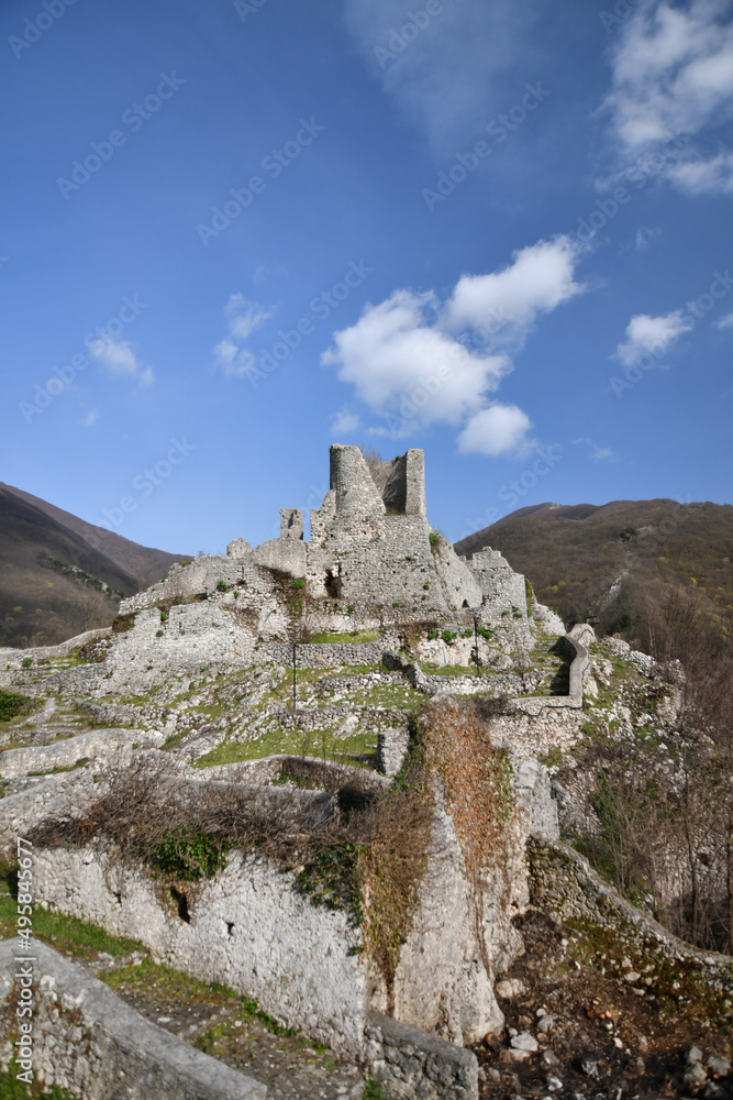 The ruins of a medieval castle in Gioia Sannitica, province of Caserta, Italy. 