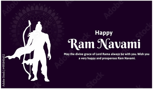 Canvas Print Happy Ram Navami Festival Vector Illustration