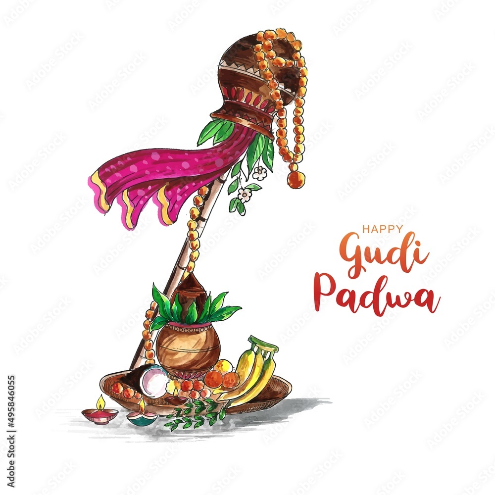 Naklejka premium Occasion gudi padwa celebration card design