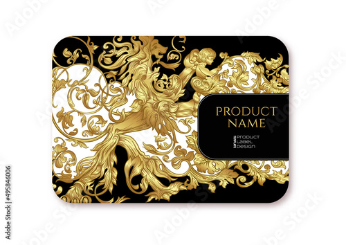 Classical luxury old fashioned royal baroque, historical ornament with lilies, victorian floral Plastic debit or credit, pass, discount, membership card template. Vector illustration.