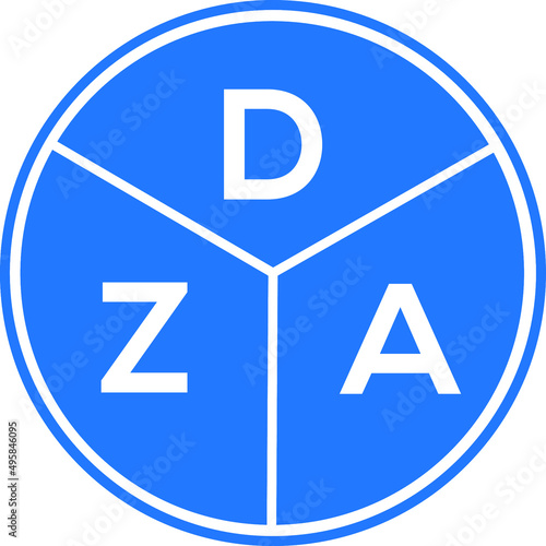 DZA letter logo design on White background. DZA creative Circle letter logo concept. DZA letter design. 