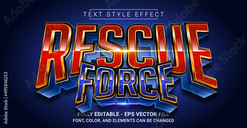 Rescue Force Text Style Effect. Editable Graphic Text Template.