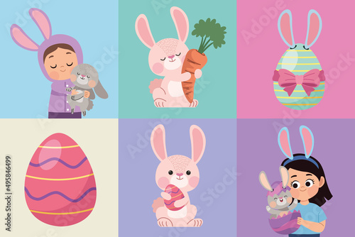 six happy easter icons